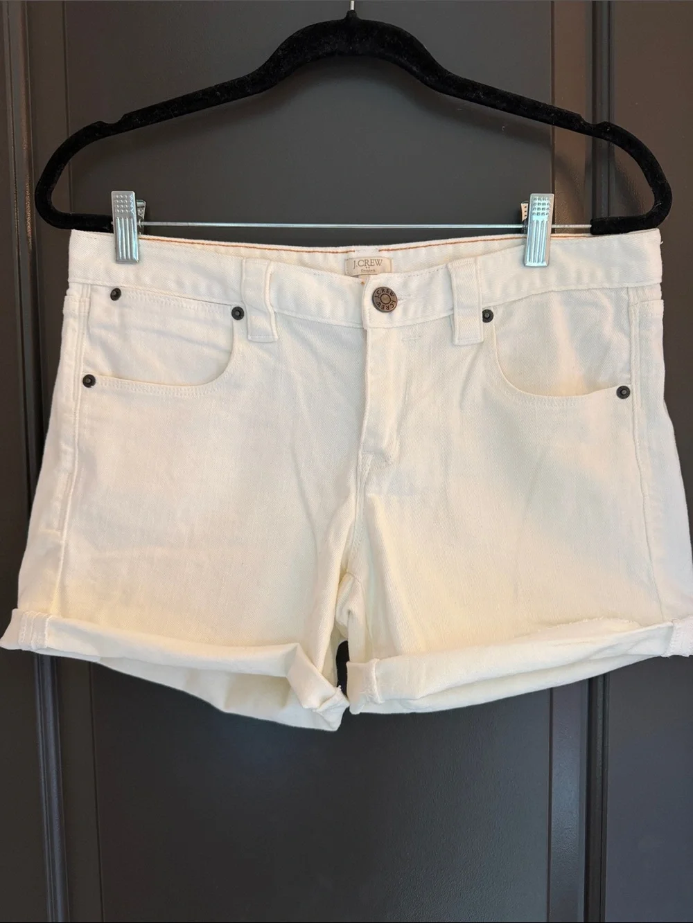 J. Crew White Rolled-Hem Denim Shorts Size 6